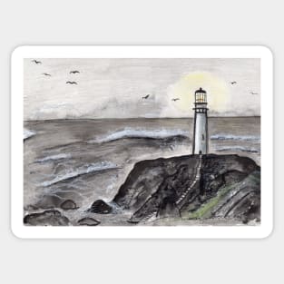 Expressive Lighthouse Mixed Media Painting Sticker